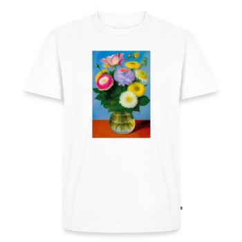 Fleurs dans un vase - T-shirt Premium bio Homme - blanc - Devant - Nico (187cm)