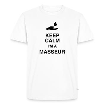 Massage / Masseur / Masseuse / Métier / Job - T-shirt Premium bio Homme - blanc - Devant - Nico (187cm)