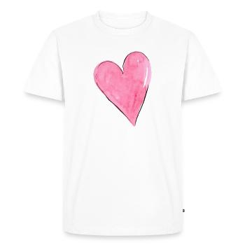 Herz Rosa - Männer Premium Bio T-Shirt - Weiß - Vorne - Nico (187cm)