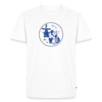 Bleu de Delft embrassant des enfants avec un moulin à vent - T-shirt Premium bio Homme - blanc - Devant - Nico (187cm)
