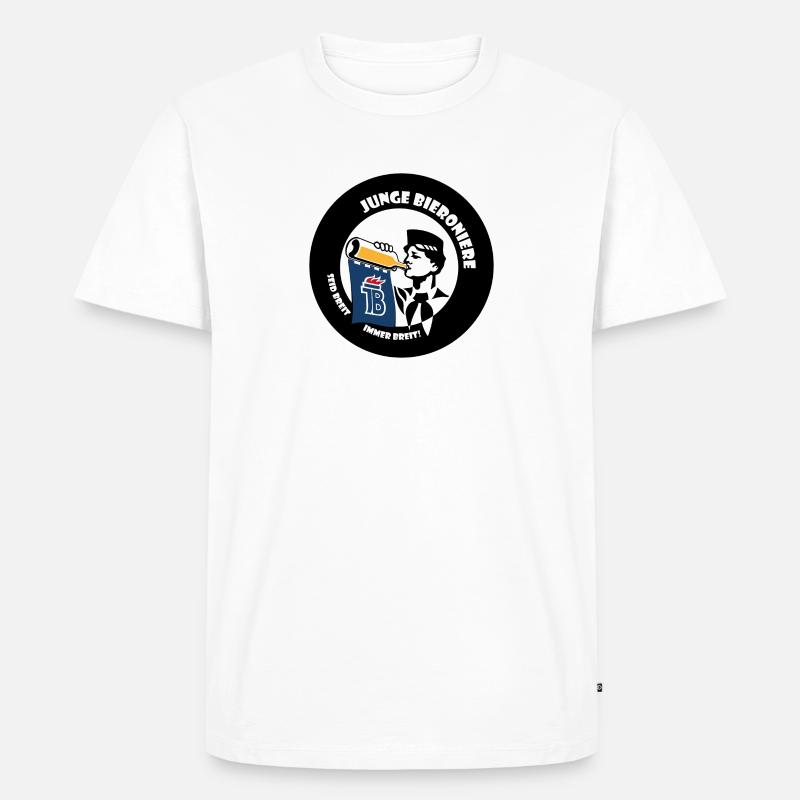 junge Bieroniere Button - Männer Premium Bio T-Shirt - Weiß