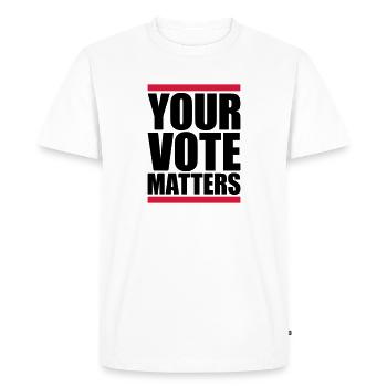 votre vote compte citation - T-shirt Premium bio Homme - blanc - Devant - Nico (187cm)
