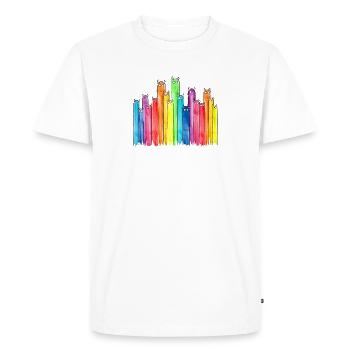Funny Characters with Horns (Colorful, Rainbow) - Men's Premium Organic T-Shirt - white - Front - Nico (187cm)