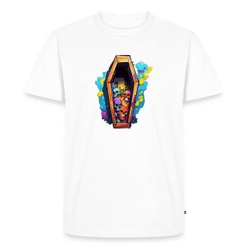 Cercueil / Dernière demeure / Terre / Enterrement - T-shirt Premium bio Homme - blanc - Devant - Nico (187cm)