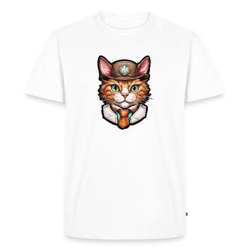 Lederhosen / Animal / Costume traditionnel / Tradition / Chat - T-shirt Premium bio Homme - blanc - Devant - Nico (187cm)