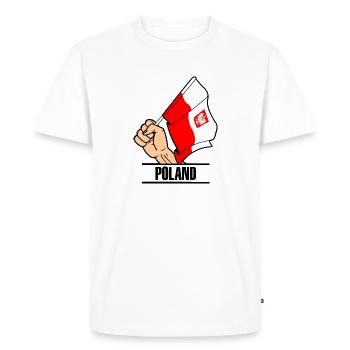 Drapeau Pologne poing texte POLOGNE - T-shirt Premium bio Homme - blanc - Devant - Nico (187cm)