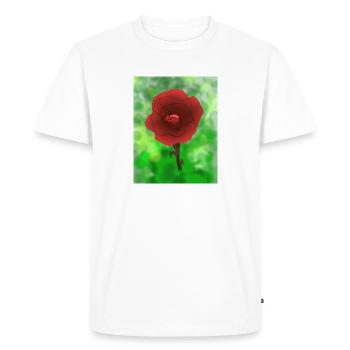 Design numérique fleur rouge et motif nature - T-shirt Premium bio Homme - blanc - Devant - Nico (187cm)