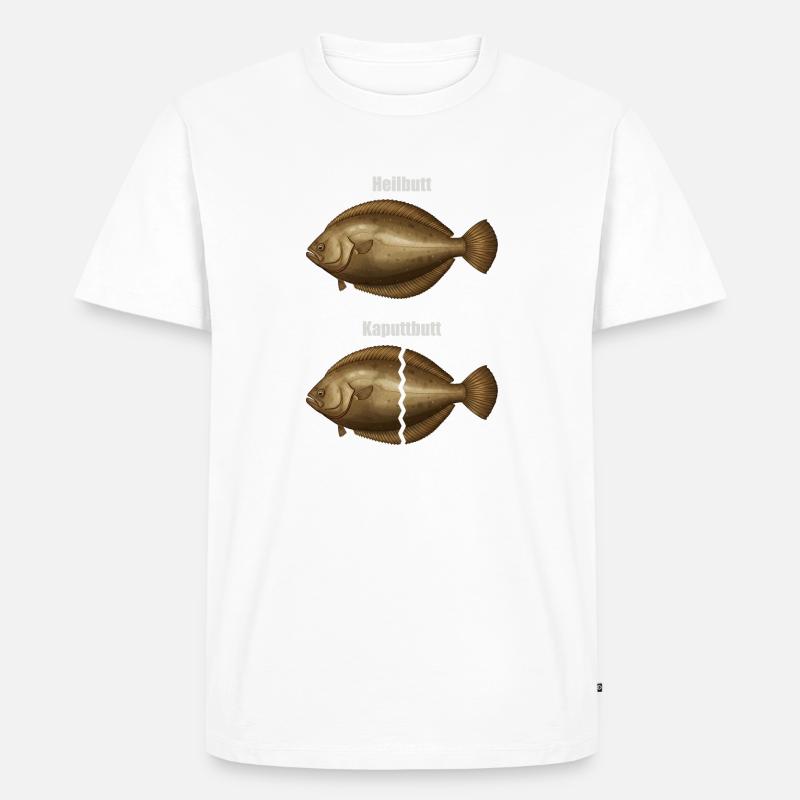 Heilbutt Kaputtbutt - Männer Premium Bio T-Shirt - Weiß