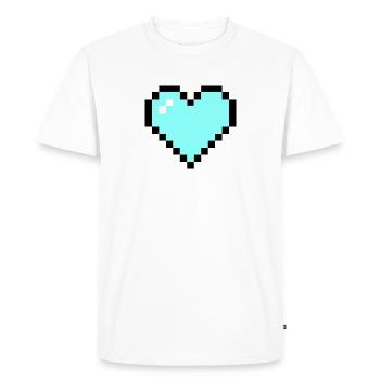 Doux Pixel Art Coeur Coeur Amour turquoise - T-shirt Premium bio Homme - blanc - Devant - Nico (187cm)