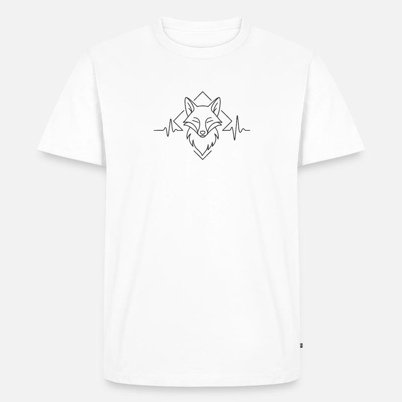 Fox Vibes - Line Art Fuchs - Männer Premium Bio T-Shirt - Weiß