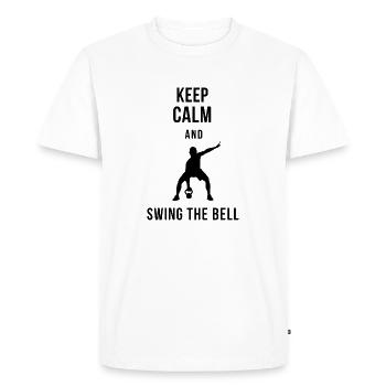 Fitness saying cool - Keep calm and swing the bell - Men's Premium Organic T-Shirt - white - Front - Nico (187cm)