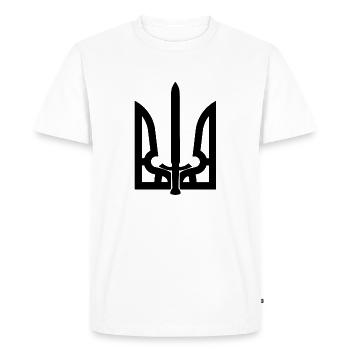 Cool Ukraine Armoiries Épée ukrainienne - T-shirt Premium bio Homme - blanc - Devant - Nico (187cm)