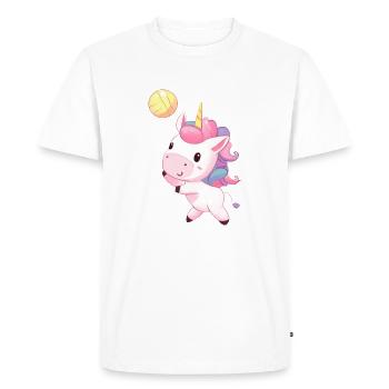 Licorne mignonne jouant au volley-ball - T-shirt Premium bio Homme - blanc - Devant - Nico (187cm)