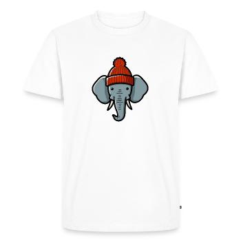 Bonnet d’hiver Pachyderme tête d’éléphant - T-shirt Premium bio Homme - blanc - Devant - Nico (187cm)