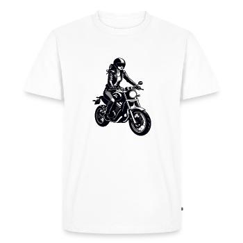Motarde fille - Conception de moto - T-shirt Premium bio Homme - blanc - Devant - Nico (187cm)