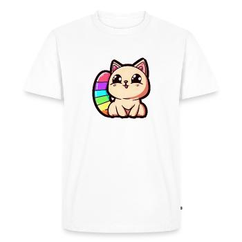 Chat arc-en-ciel - T-shirt Premium bio Homme - blanc - Devant - Nico (187cm)