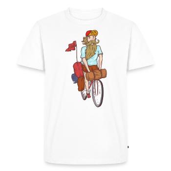 bearded cyclist bike packer adventure - Men's Premium Organic T-Shirt - white - Front - Nico (187cm)