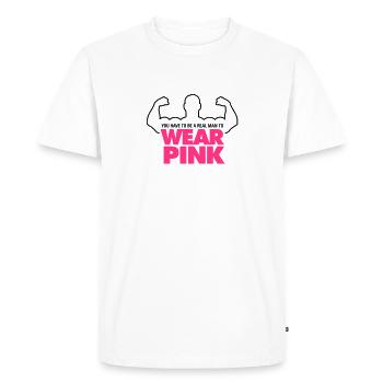 Real Men Wear Pink! - Men's Premium Organic T-Shirt - white - Front - Nico (187cm)