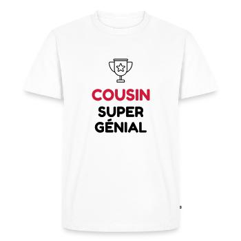 Cousin - Cousine - Famille - Bébé - Naissance - Men's Premium Organic T-Shirt - white - Front - Nico (187cm)