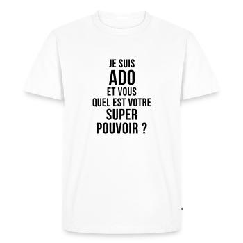 adolescent / enfant / ado / adolescente - T-shirt Premium bio Homme - blanc - Devant - Nico (187cm)