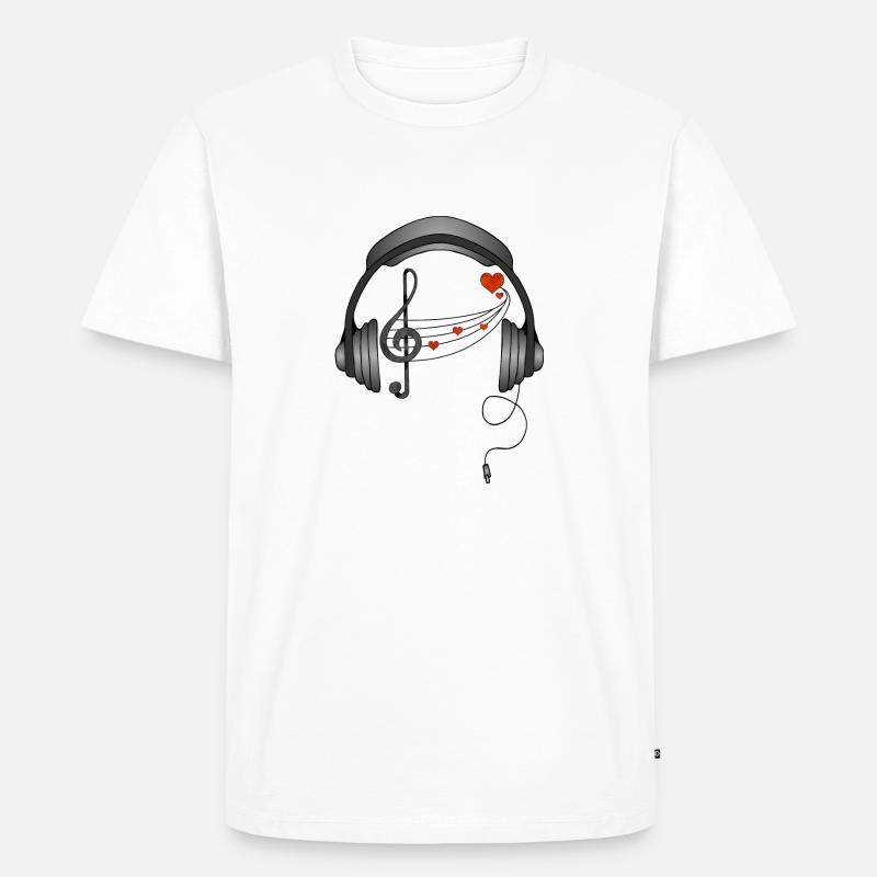 Kopfhörer - Männer Premium Bio T-Shirt - Weiß