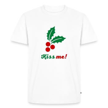 Kiss me - Design de Noël avec gui - T-shirt Premium bio Homme - blanc - Devant - Nico (187cm)
