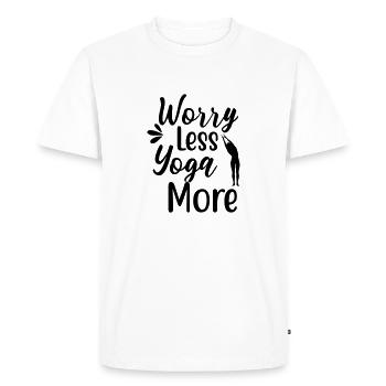 worry less yoga more 02 - Men's Premium Organic T-Shirt - white - Front - Nico (187cm)