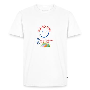 Ton sourire est ma plus belle motivation - T-shirt Premium bio Homme - blanc - Devant - Nico (187cm)