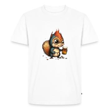 Funny punk squirrel with beer - Men's Premium Organic T-Shirt - white - Front - Nico (187cm)
