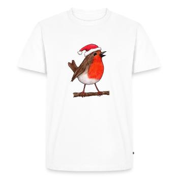 Rouge-gorge de Noë - T-shirt Premium bio Homme - blanc - Devant - Nico (187cm)