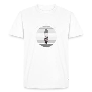 Guy surfant geire. Chemises en dialecte anversois - T-shirt Premium bio Homme - blanc - Devant - Nico (187cm)