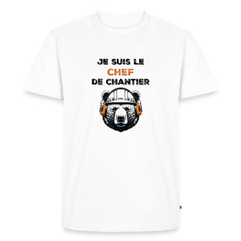 Je suis le chef de chantier ours - T-shirt Premium bio Homme - blanc - Devant - Nico (187cm)