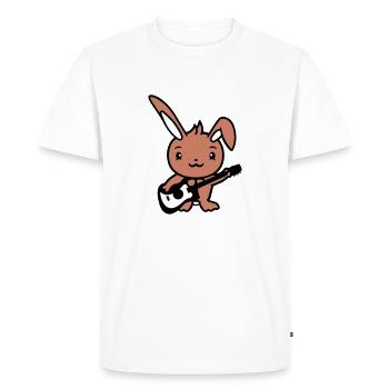 Rabbit Bunny joue Guitare mignonne Musique Guitariste - T-shirt Premium bio Homme - blanc - Devant - Nico (187cm)