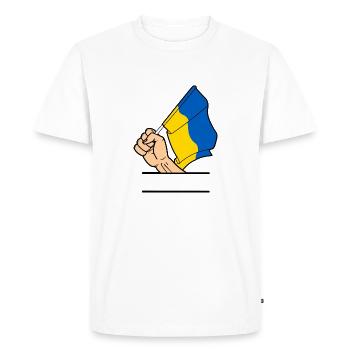 Flag Ukraine fist text space - Men's Premium Organic T-Shirt - white - Front - Nico (187cm)
