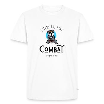 J’peux pas j’ai combat de pandas - humour - T-shirt Premium bio Homme - blanc - Devant - Nico (187cm)