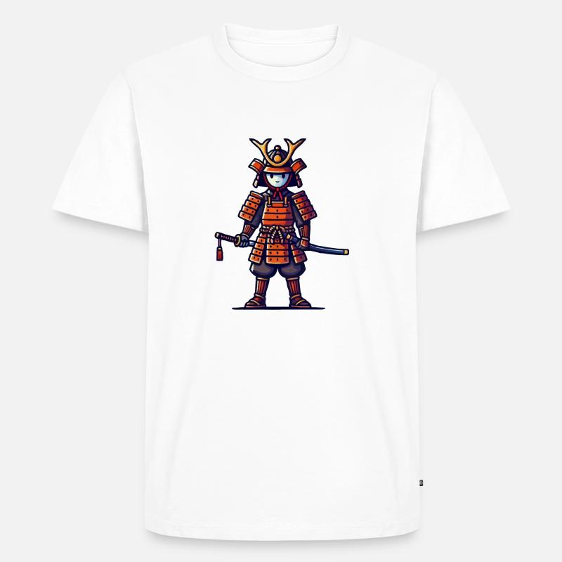 Samurai Comic - Männer Premium Bio T-Shirt - Weiß
