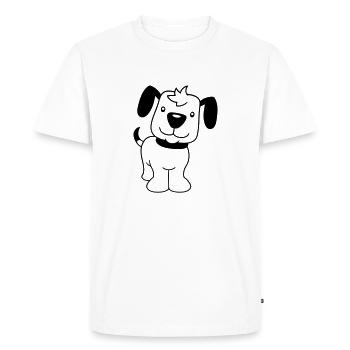 chien se tient mignon petit chiot heureux animal de compagnie - T-shirt Premium bio Homme - blanc - Devant - Nico (187cm)