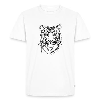 Tiger Single Line Art - Men's Premium Organic T-Shirt - white - Front - Nico (187cm)