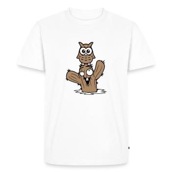 Owl Cactus Desert 2 Friends Happy Team Cartoon - Men's Premium Organic T-Shirt - white - Front - Nico (187cm)