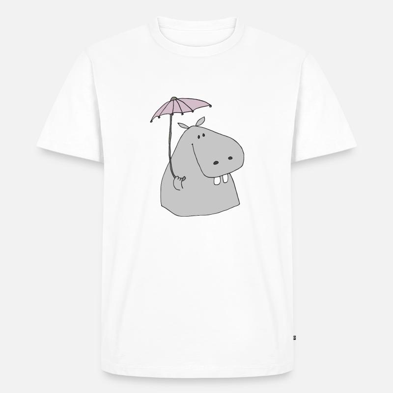 nilpferd mit schirm - Männer Premium Bio T-Shirt - Weiß
