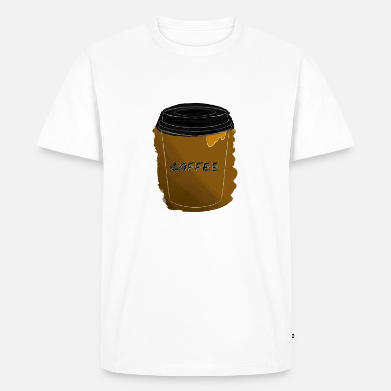 coffee becher mit outlines - Männer Premium Bio T-Shirt - Weiß