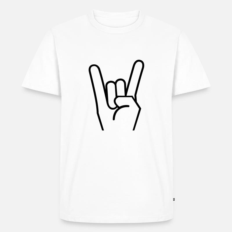 Rock hand - Männer Premium Bio T-Shirt - Weiß