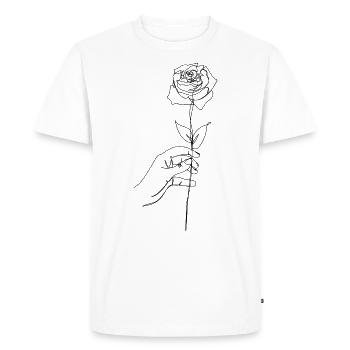Hand holding rose - Men's Premium Organic T-Shirt - white - Front - Nico (187cm)