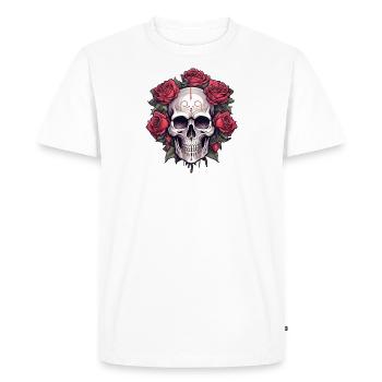 Crâne gothique et Roses Art graphique - T-shirt Premium bio Homme - blanc - Devant - Nico (187cm)