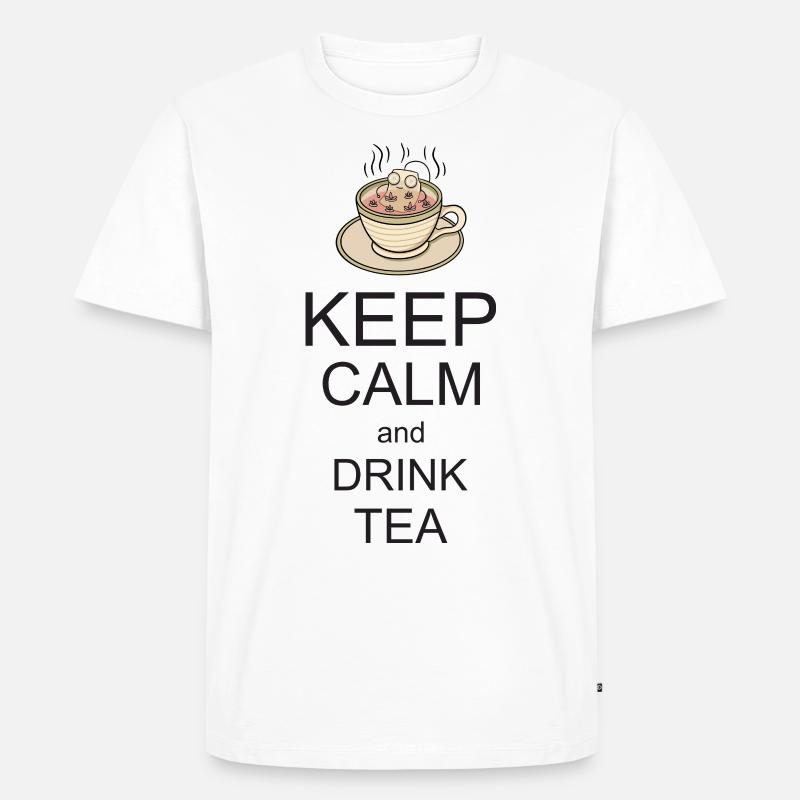 Keep Calm an Tea - Männer Premium Bio T-Shirt - Weiß