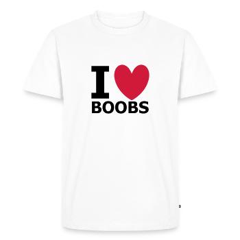 I Love Boobs - T-shirt Premium bio Homme - blanc - Devant - Nico (187cm)