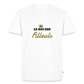 Filleul / Filleule / Parrain / Marraine / Bébé - T-shirt Premium bio Homme - blanc - Devant - Nico (187cm)