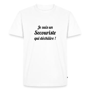 Secourisme / Secouriste / Secours / Secourir - T-shirt Premium bio Homme - blanc - Devant - Nico (187cm)