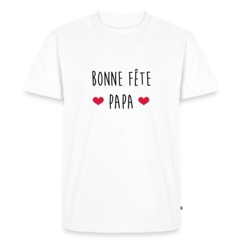 Papa Fête des Pères Naissance Bébé Anniversaire - T-shirt Premium bio Homme - blanc - Devant - Nico (187cm)