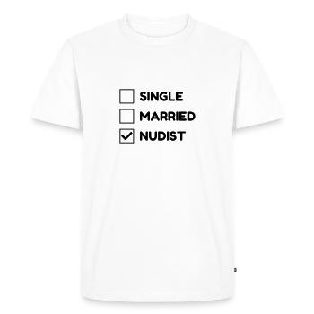 Naturisme / Naturiste / Nudisme / Nudiste - T-shirt Premium bio Homme - blanc - Devant - Nico (187cm)